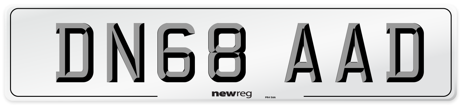 DN68 AAD Number Plate from New Reg